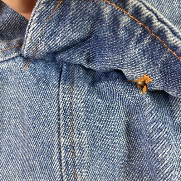 Vintage Jean Denim Vest Jacket Women 13/14 Blue Fake Pockets Sleeveless USA - Picture 4 of 14